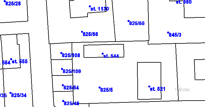 Parcela st. 544 v KÚ Horní Jelení, Katastrální mapa