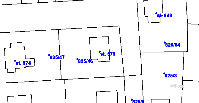 Parcela st. 575 v KÚ Horní Jelení, Katastrální mapa