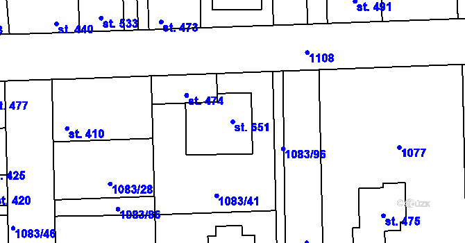Parcela st. 651 v KÚ Horní Jelení, Katastrální mapa
