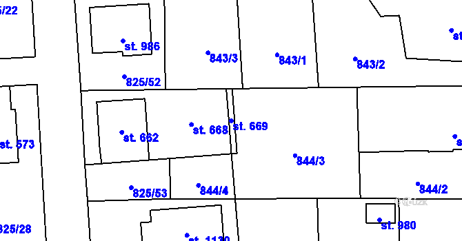 Parcela st. 669 v KÚ Horní Jelení, Katastrální mapa