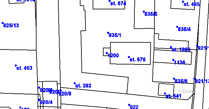 Parcela st. 675 v KÚ Horní Jelení, Katastrální mapa