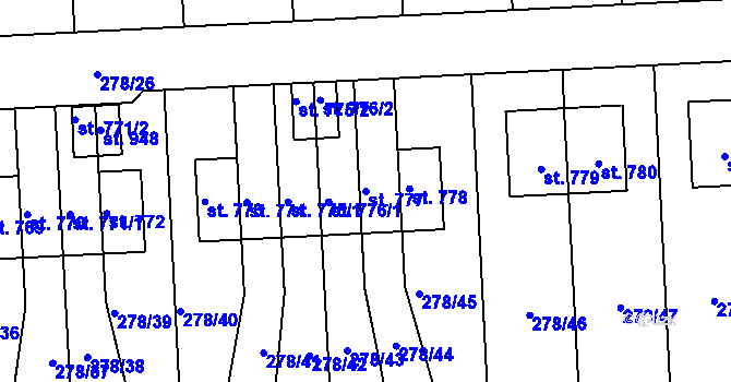 Parcela st. 777 v KÚ Horní Jelení, Katastrální mapa