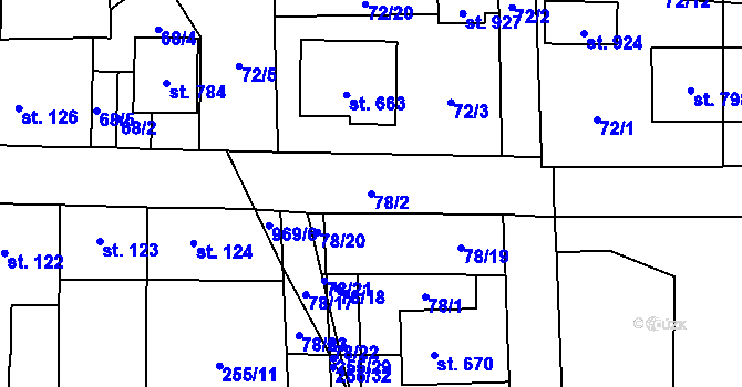 Parcela st. 78/2 v KÚ Horní Jelení, Katastrální mapa