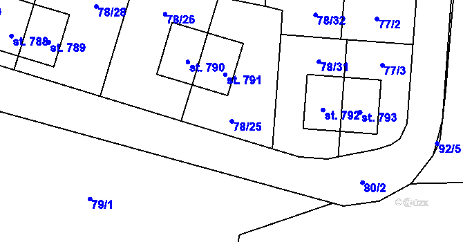 Parcela st. 78/25 v KÚ Horní Jelení, Katastrální mapa