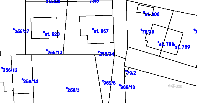 Parcela st. 255/24 v KÚ Horní Jelení, Katastrální mapa