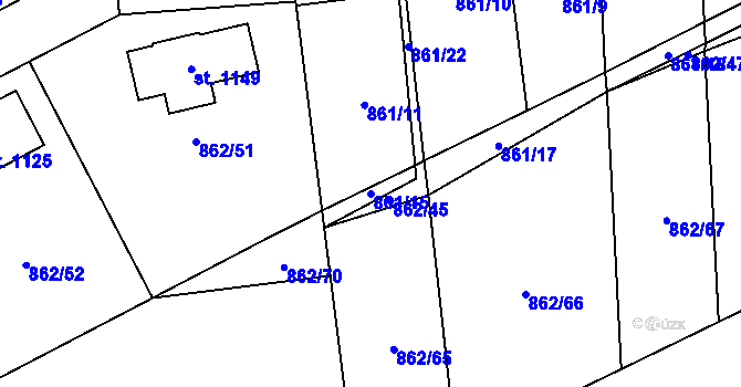 Parcela st. 861/15 v KÚ Horní Jelení, Katastrální mapa