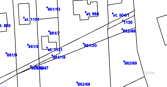 Parcela st. 861/20 v KÚ Horní Jelení, Katastrální mapa