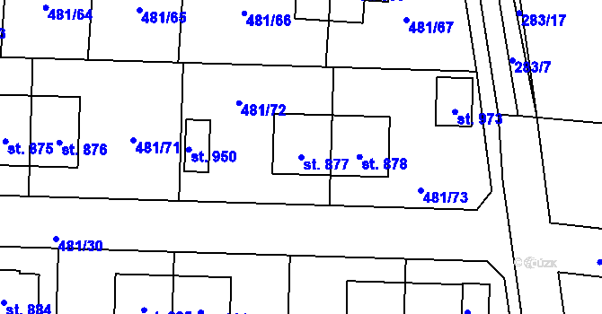 Parcela st. 877 v KÚ Horní Jelení, Katastrální mapa