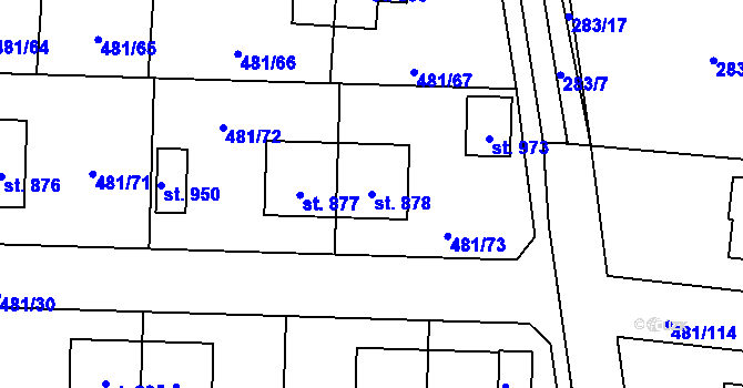 Parcela st. 878 v KÚ Horní Jelení, Katastrální mapa