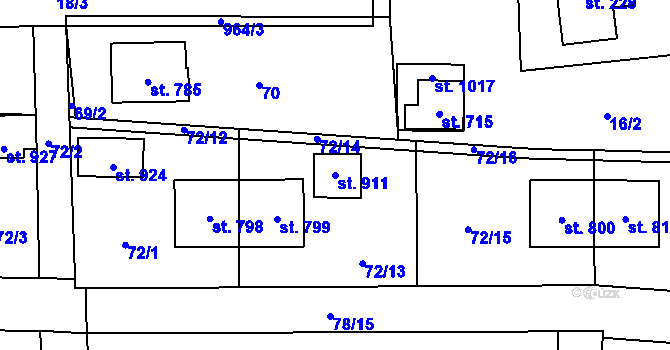 Parcela st. 911 v KÚ Horní Jelení, Katastrální mapa