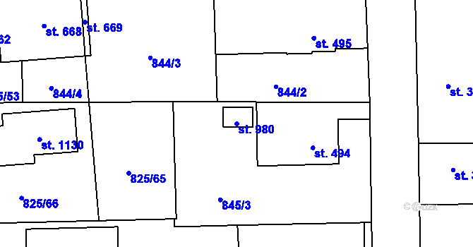 Parcela st. 980 v KÚ Horní Jelení, Katastrální mapa