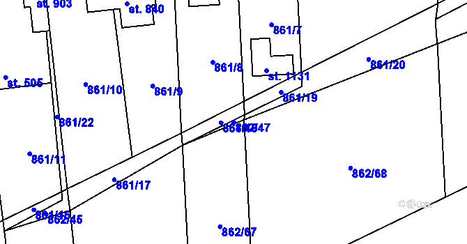 Parcela st. 862/47 v KÚ Horní Jelení, Katastrální mapa