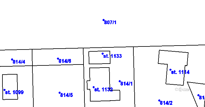 Parcela st. 1133 v KÚ Horní Jelení, Katastrální mapa