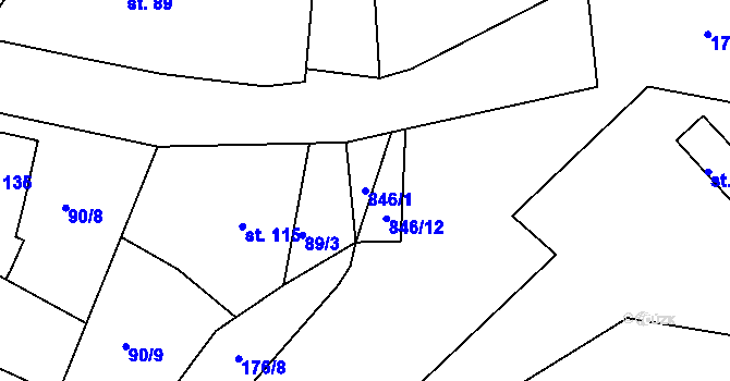 Parcela st. 846/1 v KÚ Černice u Horního Jiřetína, Katastrální mapa