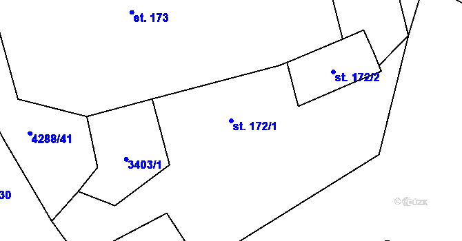 Parcela st. 172/1 v KÚ Horní Jiřetín, Katastrální mapa