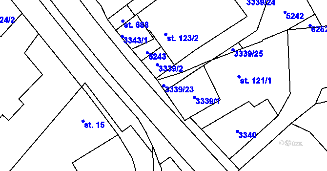Parcela st. 3339/23 v KÚ Horní Jiřetín, Katastrální mapa