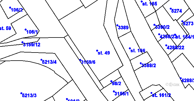 Parcela st. 49 v KÚ Horní Jiřetín, Katastrální mapa