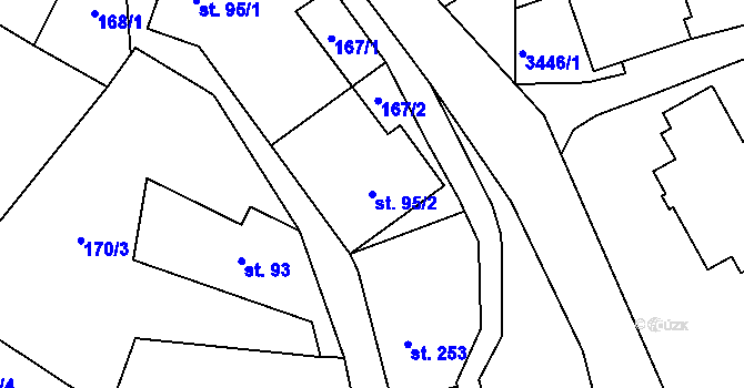 Parcela st. 95/2 v KÚ Horní Jiřetín, Katastrální mapa