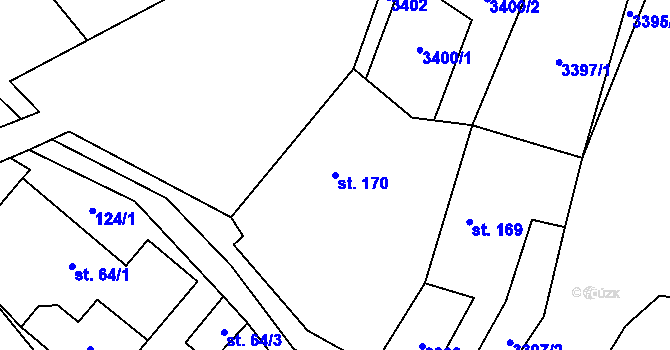 Parcela st. 170 v KÚ Horní Jiřetín, Katastrální mapa