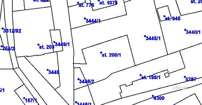 Parcela st. 200/1 v KÚ Horní Jiřetín, Katastrální mapa