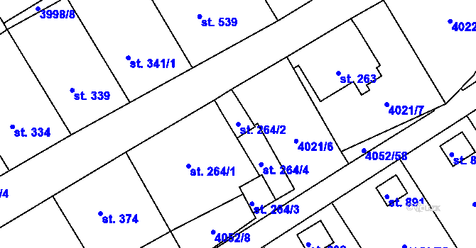 Parcela st. 264/2 v KÚ Horní Jiřetín, Katastrální mapa