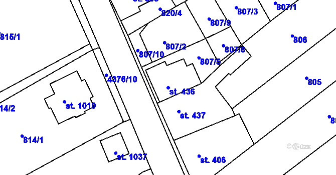 Parcela st. 436 v KÚ Horní Jiřetín, Katastrální mapa