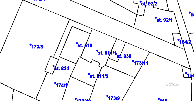 Parcela st. 511/1 v KÚ Horní Jiřetín, Katastrální mapa