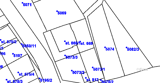 Parcela st. 669 v KÚ Horní Jiřetín, Katastrální mapa