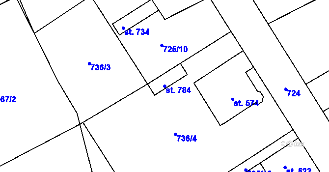 Parcela st. 784 v KÚ Horní Jiřetín, Katastrální mapa
