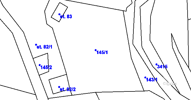 Parcela st. 145/1 v KÚ Horní Jiřetín, Katastrální mapa