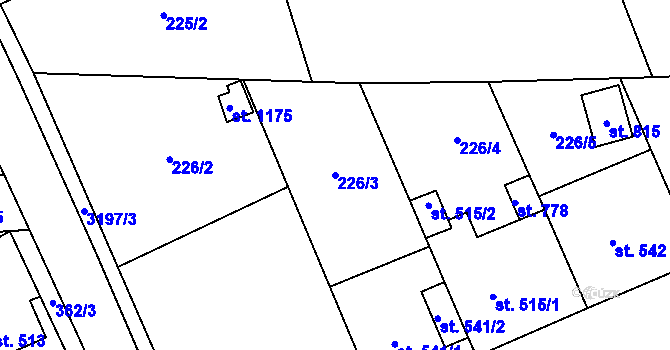 Parcela st. 226/3 v KÚ Horní Jiřetín, Katastrální mapa