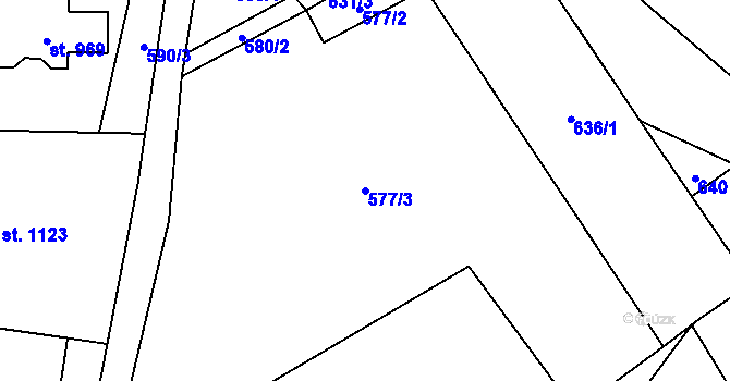 Parcela st. 577/3 v KÚ Horní Jiřetín, Katastrální mapa