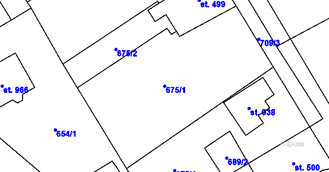Parcela st. 675/1 v KÚ Horní Jiřetín, Katastrální mapa