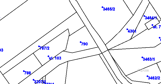 Parcela st. 790 v KÚ Horní Jiřetín, Katastrální mapa