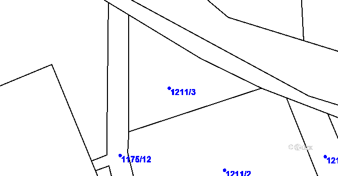 Parcela st. 1211/3 v KÚ Horní Jiřetín, Katastrální mapa