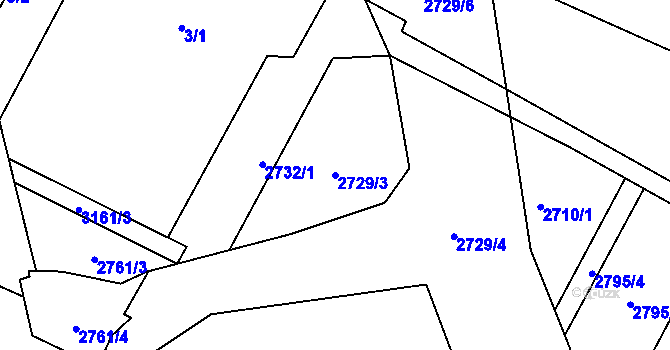 Parcela st. 2729/3 v KÚ Horní Jiřetín, Katastrální mapa