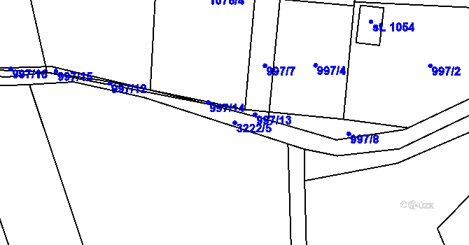 Parcela st. 3222/5 v KÚ Horní Jiřetín, Katastrální mapa