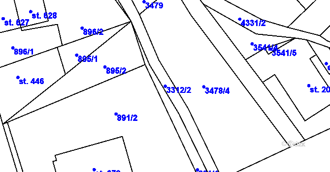 Parcela st. 3312/2 v KÚ Horní Jiřetín, Katastrální mapa