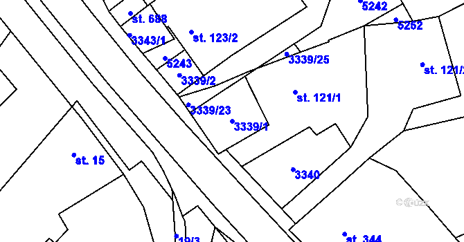 Parcela st. 3339/1 v KÚ Horní Jiřetín, Katastrální mapa