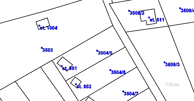 Parcela st. 3504/5 v KÚ Horní Jiřetín, Katastrální mapa