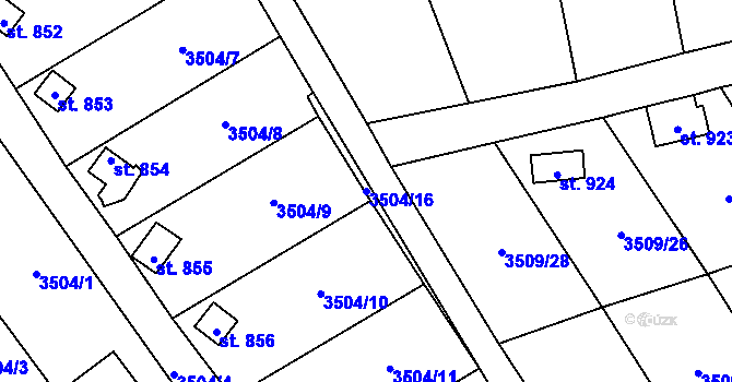 Parcela st. 3504/16 v KÚ Horní Jiřetín, Katastrální mapa