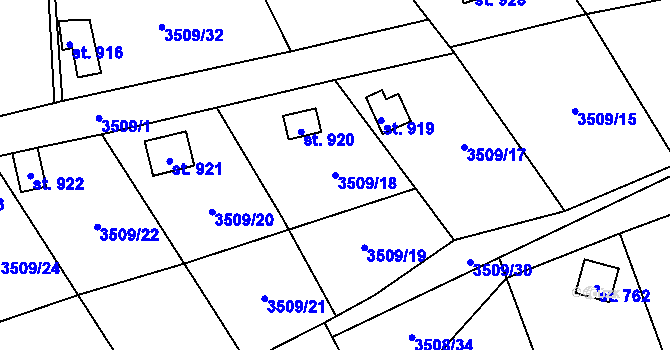 Parcela st. 3509/18 v KÚ Horní Jiřetín, Katastrální mapa