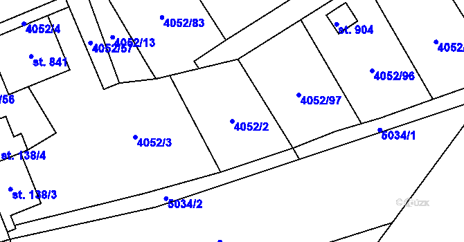 Parcela st. 4052/2 v KÚ Horní Jiřetín, Katastrální mapa