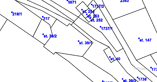 Parcela st. 39/1 v KÚ Horní Kalná, Katastrální mapa