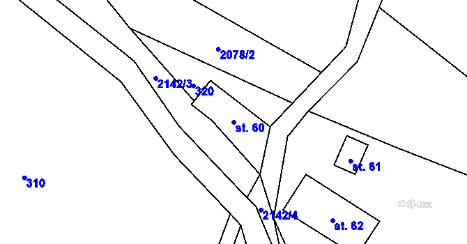 Parcela st. 60 v KÚ Horní Kalná, Katastrální mapa