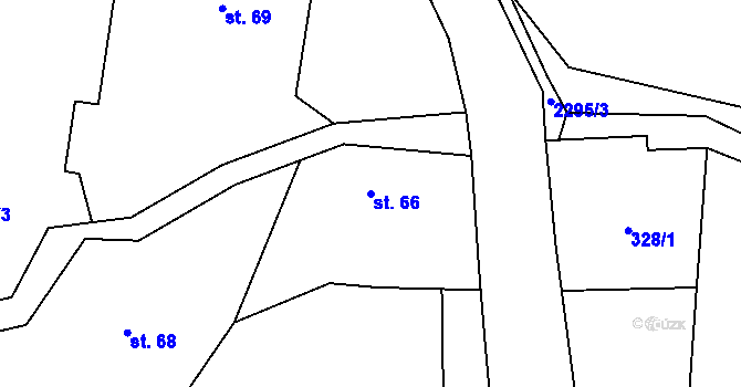 Parcela st. 66 v KÚ Horní Kalná, Katastrální mapa