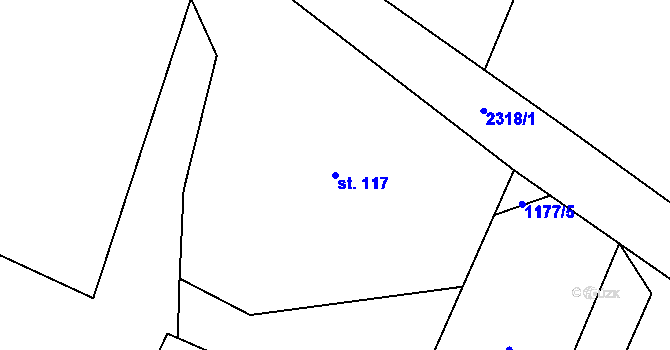 Parcela st. 117 v KÚ Horní Kalná, Katastrální mapa