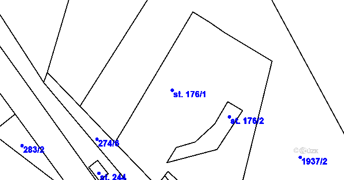 Parcela st. 176/1 v KÚ Horní Kalná, Katastrální mapa