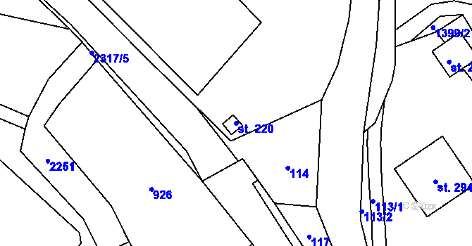 Parcela st. 220 v KÚ Horní Kalná, Katastrální mapa