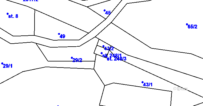 Parcela st. 248/1 v KÚ Horní Kalná, Katastrální mapa
